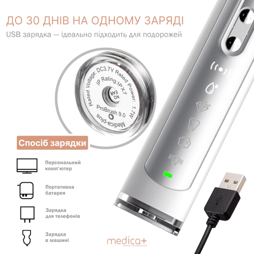  Набір: ультразвукова зубна щітка MEDICA + PROBRUSH 9.0 (ultrasonic-complete) white+fuchsia (Японія)