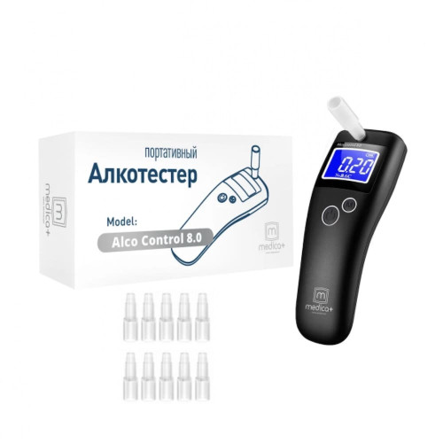 АЛКОТЕСТЕР – АЛКОМЕТР MEDICA+ ALCO CONTROL 8.0 (ЯПОНІЯ) + Комплект мундштуків для алкотестерів Medica+(40шт.)