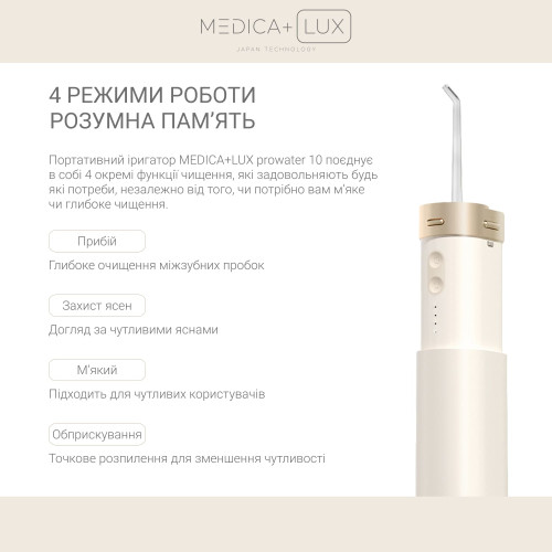 Портативний іригатор MEDICA+LUX PROWATER 10 (Японія) compact