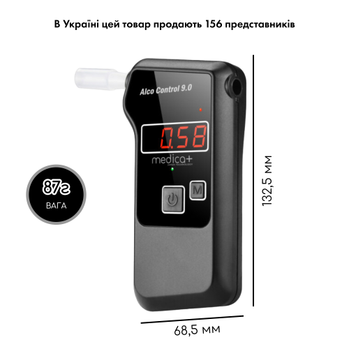 Алкотестер MEDICA+ Електрохімічний AlcoControl 9.0 PRO (Японія) Алкомат Професійний