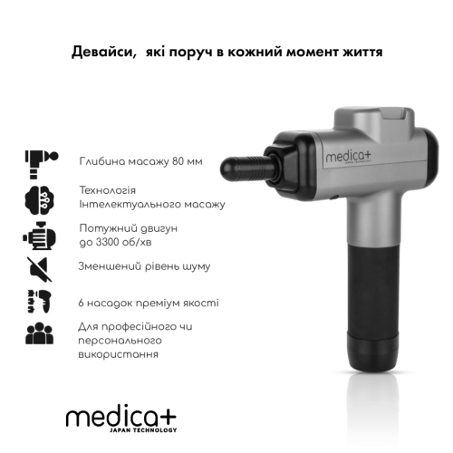 Перкусійний ручний масажер для тіла та м'язів Medica+ MassHand Pro 6.0 (Японія)