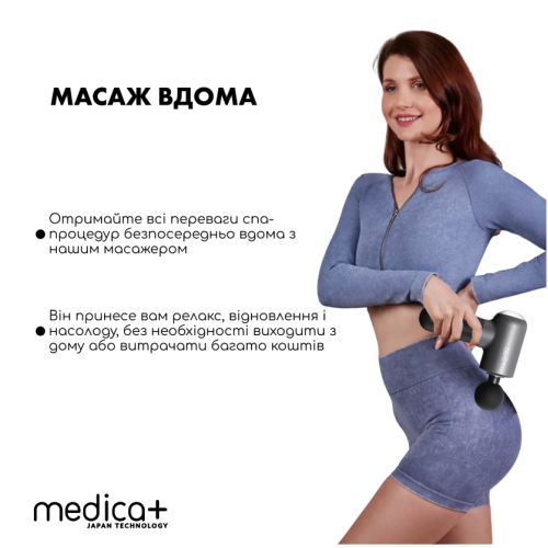 Перкусійний ручний масажер для тіла та м'язів Medica+ MassHand Pro 4.0 (Японія) Black
