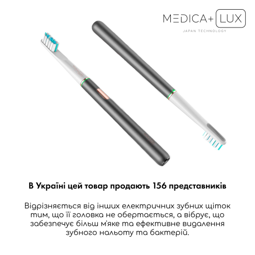 Відбілююча звукова зубна щітка MEDICA+ LUX 10Х Portable (Grey)(Japan)