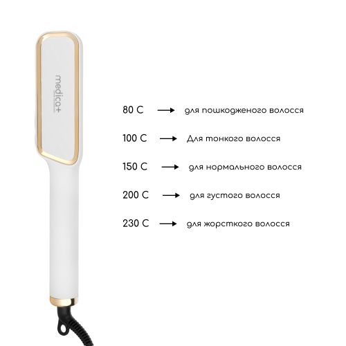 Випрямляч волосся гребінець MEDICA+ HotBrush 10 (Японія)