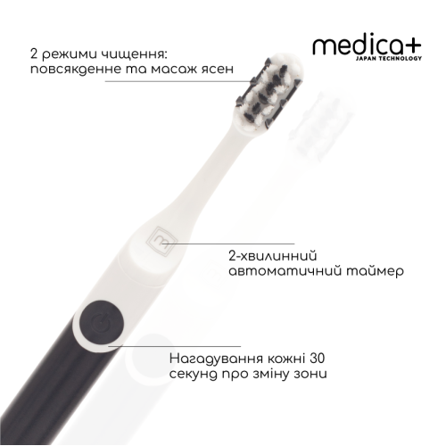 Звукова зубна щітка Medica+ ProBrush 7.0 Compact Black + Насадки (4 шт)