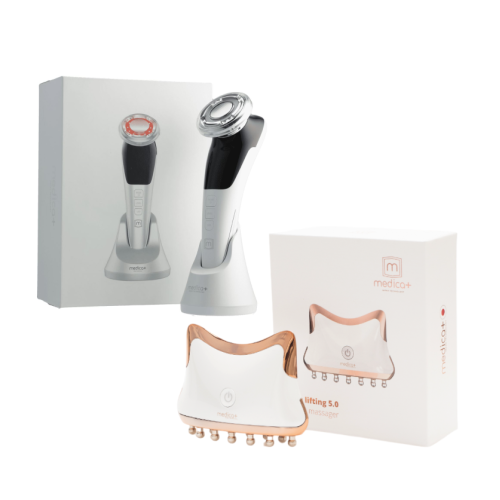 Набір мікрострумового RF Lifting масажеру для обличчя Skin Lifting 7.0 White + Мікрострумовий ліфтинг Medica+ Skin Lifting 5.0