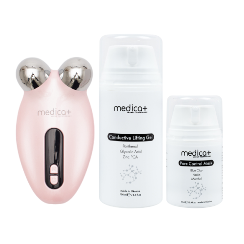 Набір Мікрострумовий ліфтинг Skin Lifting 6.0 pink + Струмопровідний гель Conductive Lifting Gel + Порозвужувальна маска для обличчя Pore Control Mask