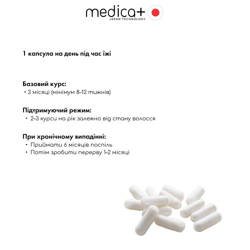 Дієтична добавка MEDICA+ Silken Hair проти випадіння волосся (30 капс.)