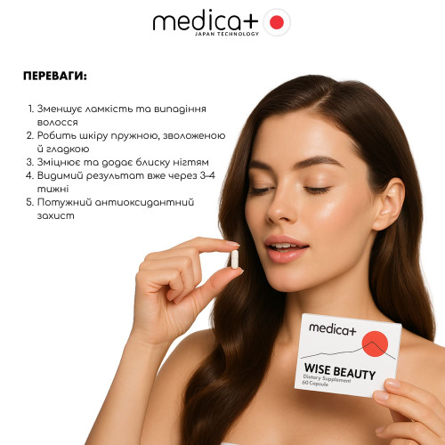 Дієтична добавка MEDICA+ Wise Beauty для волосся, шкіри, нігтів (60 капс)