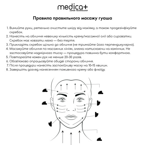 Сталевий скребок для моделювання овалу обличчя MEDICA+ Steel GuaSha
