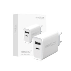 Блок універсальний підзарядний 2в1 MEDICA+ USB/Type-C (White)