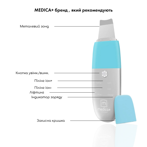 НАБІР: Скрабер Ультразвуковий для шкіри обличчя Medica+ Vibroskin 8.0 (Японія) + ІНСТРУМЕНТИ ДЛЯ ЧИЩЕННЯ ОБЛИЧЧЯ EASYCLEAN
